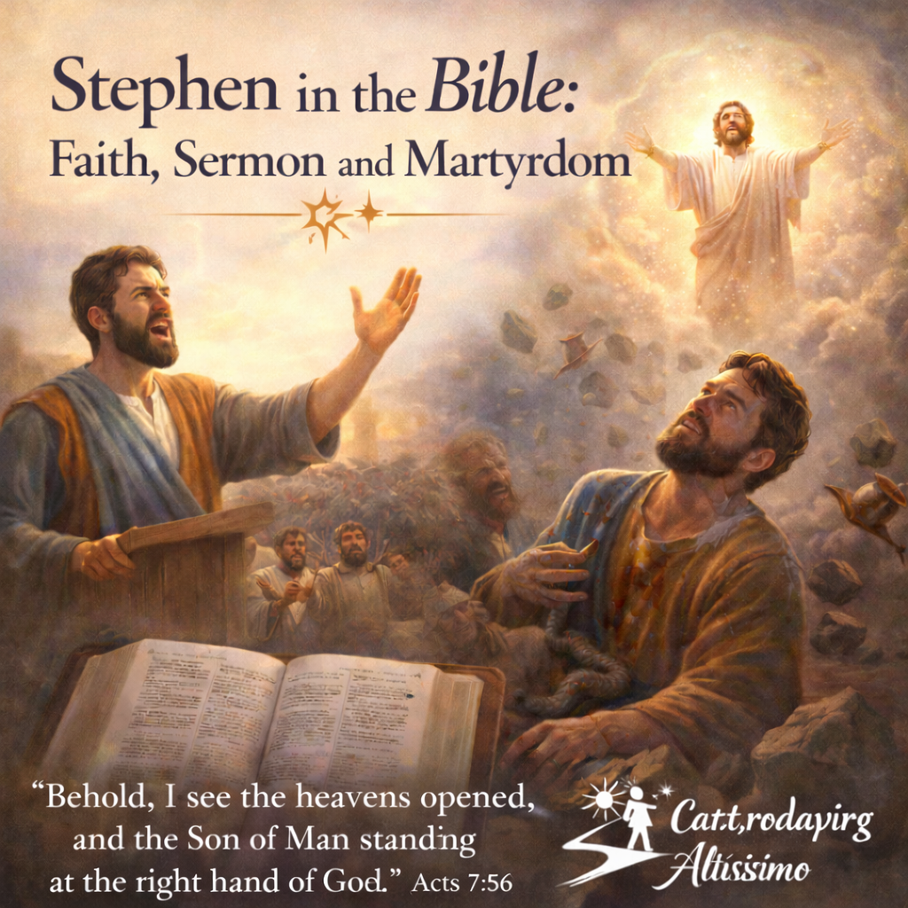 Stephen in the Bible seeing heaven opened before his martyrdom