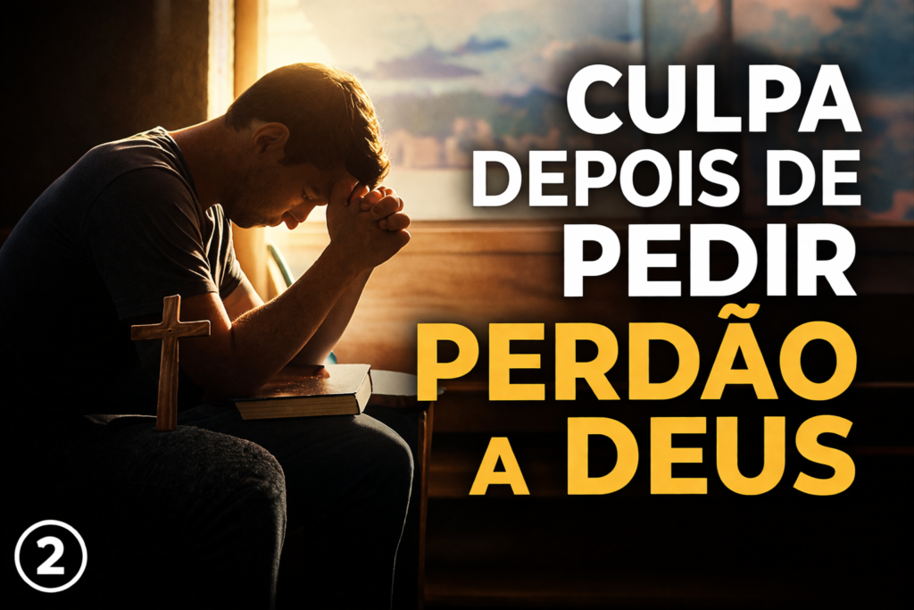 culpa depois de pedir perdão a Deus homem orando com bíblia e cruz